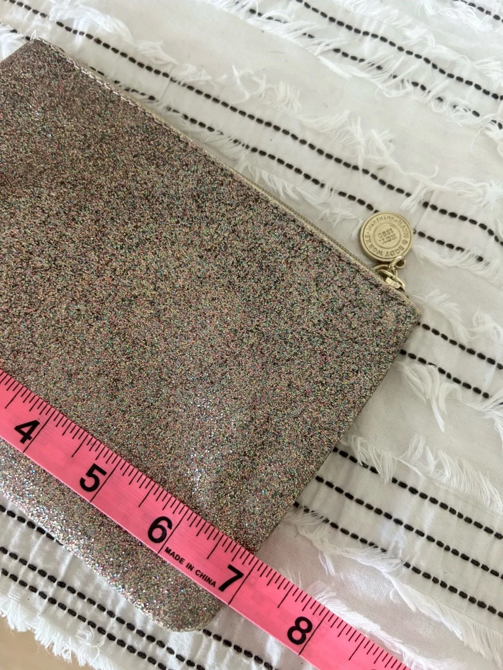 Bath & Body Works Glitter Clutch Cosmetic Bag Zippered Beauty Organizer